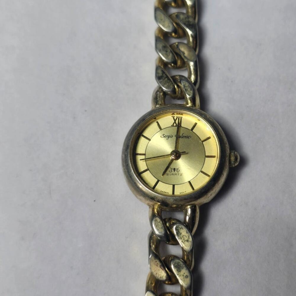 Sergio Valente Gold-Tone Chain Link Women’s Watch – Round Dial